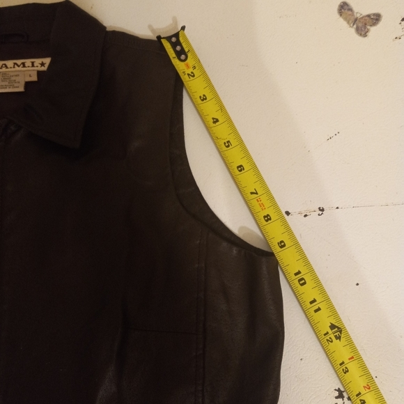 A.M.I. Women's Leather Vest Brown Full Zip Size L/40 - Picture 7 of 7